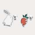 925 Silver Rabbit Carrot Thread Stud Earrings